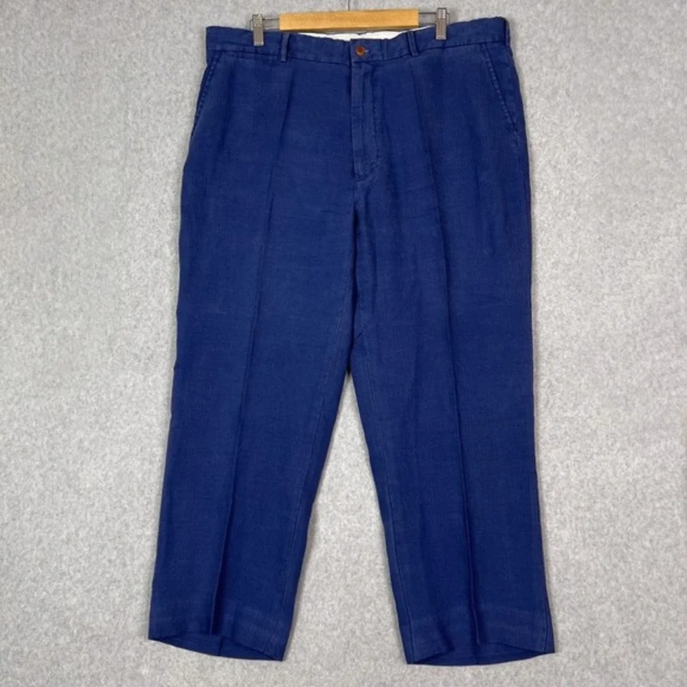Vintage Polo Ralph Lauren Pants Mens 40x32 (Actual 40x27.5) Linen Silk Pleated
